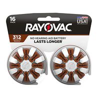 Rayovac Hearing Aid Batteries Size 312 for Advanced Hearing Aid Devices (16 Count)