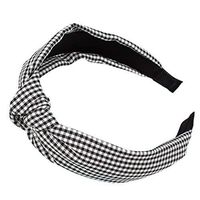 HNTDG 6 Pieces Knotted Headbands for Women Grid Hairband Bow Tie Velvet Wide-Brimm Headwrap Hair Band