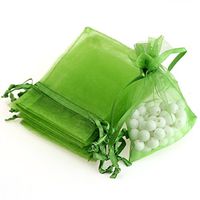 Akstore 100Pcs 2.8"x3.6"(7x9cm) Sheer Drawstring Organza Jewelry Pouches Wedding Party Christmas Favor Gift Bags (Light Green)