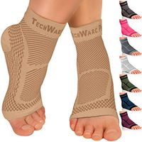 TechWare Pro Ankle Brace Compression Sleeve - Relieves Achilles Tendonitis, Joint Pain. Plantar Fasciitis Foot Sock with Arch Support Reduces Swelling & Heel Spur Pain. (Beige, XXL)