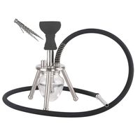 HOOKHA Mini Shisha DIY Spider Hookah Set Stainless Steel Pipe/Glass vaseSilicone Hose/Aluminum handle/Clip/30cm