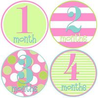 Mumsy Goose Baby Girl Monthly Stickers 1-12 Months Girl Polka Dot Milestone Stickers Pink Aqua