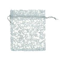 Housweety 25pcs 10cmx12cm White Star& Moon Organza Gift Pouch Bags Wedding X-mas Favor