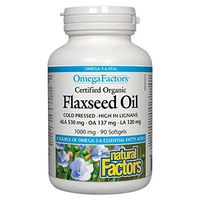 Natural Factors Flaxseed Oil Organic 1000mg Softgels, 90-Count