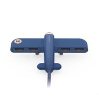 USB Hub 4 Port USB 2.0 Extension Hub Creative USB Splitter, Air Force One Aircraft Plane Shape, Versatile USB Expander for PC Laptop Computer (Blue)