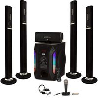 Acoustic Audio AAT1002 Tower 5.1 Speaker System with Optical Input and Microphone