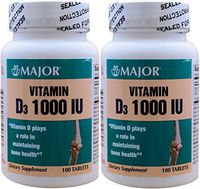 Vitamin D3 as Cholecalciferol 1000 IU Vitamin D Supplement 100 Tablets per Bottle PACK of 2 Total 200 Tablets