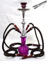 Hookah 20" Purple 4 hose shisha nargila bar narguile nargile glass water Vase