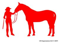 UR Impressions Red Cowgirl and Horse Decal Vinyl Sticker Graphics for Cars Trucks SUV Vans Walls Windows Laptop|RED|5.5 X 3.6 inch|URI139-R
