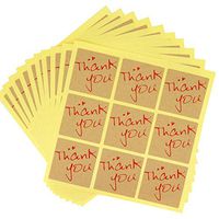 Lovely Red Thank You Square Kraft Paper Stickers for Gift Packaging Wrapping Decoration, Pack of 90