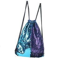 Girls Fashion Simple Large-Capacity Drawstring Bundle Pocket Backpack, New Sequins Girls Casual Sports Travel Shoulder/Backpack, Zippered Pockets Can Be Put Mobile Phone Change, Etc.