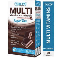 YumVs Complete Sugar-Free MultiVitamin Chewables w/Coconut Milk, Milk Chocolate Flavor (60 Ct); Daily Dietary Supplement with Essential Vitamins & Minerals, Kosher/Halal, Gluten-Free