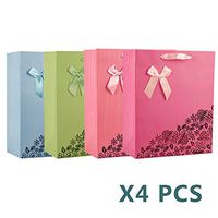 Assorted Small Gift Bags, 4 Colors (Aqua, Mint, Lavender, Rose), 4 Pack