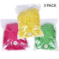 5.3oz (150g) 3 Colors Easter Grass Recyclable Shred Paper for Easter ，Gift Basket Filler Easter Party Decoration,Green,Pink and Yellow