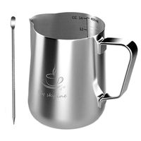 Milk Frothing Pitcher - Milk Frother Pitcher 、Milk Pitcher 、Milk Steaming Pitcher 、Espresso Milk Frothing Pitcher. Stainless Steel Milk Frothing Pitcher With Latt Art Pen(14oz)