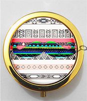 BlackKey Mustache Print Pattern 3-Compartment Decorative Pocket Gift Box Case Organizer for Pill, Color 2 -704