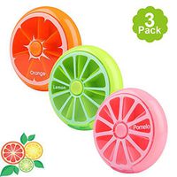 Morepack Small Cute Weekly Pill Box 7 Day Pill Case, Pink, Green, Orange (3 Pcs)