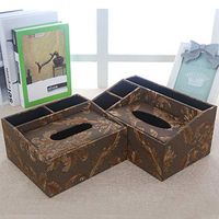 T-ZJHC Multi-Function Tissue Box Desktop Living Room Coffee Table Remote Control, Khaki Phoenix, Large Size (26.5 12 9.5 16.5CM)