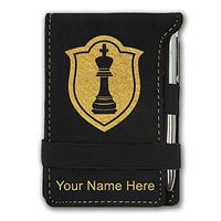 Mini Notepad, Chess King, Personalized Engraving Included (Black)