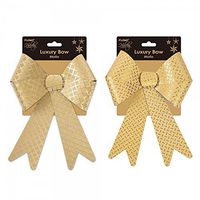 Holiday Essentials Embossed Gold Metallic Christmas Giant Plastic Bows