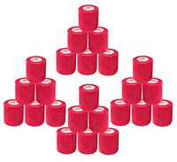 2 Inch Vet Wrap Tape Self Adhesive Medical Bandage Free Bonus Rolls (Red) (22 Pack Plus 2 Free Rolls) Self Adherent Cohesive First Aid Sport Flex Rolls Ankle Knee Sprains and Swelling