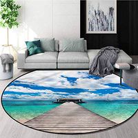 RUGSMAT Ocean Round Area Rug Ultra Comfy Thick,Exotic Caribbean Seascape Non-Slip Bathroom Soft Floor Mat Home Decor Diameter-35
