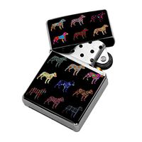Pitbull Dog Pattern - Windproof Flip-Top Refillable Silver Lighter with tin Gift Box