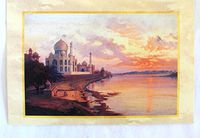 Handmade Blank Card with Taj Mahal By River Theme: Set of 3