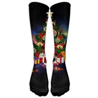 ZQSok Christmas Tree Gift Long Socks Unisex Athletic Tube Stockings For Running,Hiking