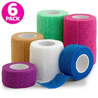 6 Pack, Self Adherent Cohesive Tape - 1" 2" 3" x 5 Yards Combo Pack, Self Adhesive Bandage Rolls & Sports Athletic Wrap for Ankle, Wrist, Sprains and Swelling, Vet Wraps in Neon Colors - FDA Approved