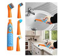 Practical Household Ultrasonic Electric Cleaning Brush Power Scrubber + 4Heads