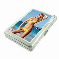 Belize Pin Up Girls Mexico D1 Cigarette Case Lighter Smoking King Size Cigarettes Silver Metal Wallet 4" X 2.75" RFID Protection