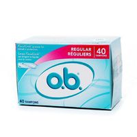 o.b. Non-Applicator Tampons, Value Pack, Regular 40 ea