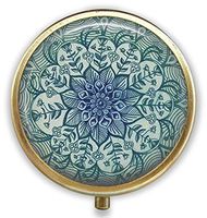 Natural Eco Personalized Design Round Bronze Pill Box Pocket 2.1 inches - 3 Compartments Pill Box/Pill Case Pocket