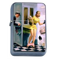 Retro 50s Pin Up Loses Panties Windproof Refillable Flip Top Oil Lighter with Tin Gift Box D-270