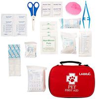 Labra 28 Piece Pet Canine K9 Dog First Aid Kit for Emergencies Safety When Walking Running Hiking Camping Injuries Cuts Wounds Scrapes