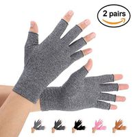 Brace Master 2 Pairs Women Compression Gloves Arthritis Gloves Fingerless Hand Brace Support Warmth for Finger Joint, Relieve Pain from RSI, Carpal Tunnel and Tendonitis (Gray, Medium)