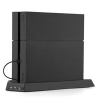 TNP PS4 (Original) Stand + Controller Charger + Cooling Fan + USB Hub - Vertical Dock Charging Station for DualShock Controller, External Cooler Fan, 3 USB Port Hub 4-in-1 Accessories [Playstation 4]