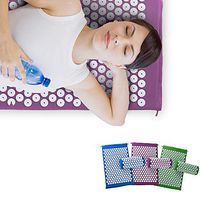 AKBQ Wellness Therapy Acupressure Mat Set - Prick Free Acupuncture Mat and Acupuncture Pillow for Relaxation and Pain Relief - Washable Cover and Travel Bag,Purple