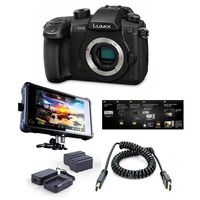 Panasonic Lumix DC-GH5 Mirrorless Camera Body, Black - Pro FilmMaker Kit - V-Log L Function Firmware Upgrade Kit, Atomos Ninja Inferno All-in-1 Monitor Recorder, HDMI to HDMI Cable, Atomos Power Kit