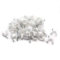 Cyful 14mm/0.55'' Round Cable Wire Clips Cable Management Cord Tie Holder Coaxial Nails Tacks for RG6 RG59 CAT5 CAT6 RJ45,Pack of 100