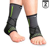 SupreGear 2-Pack Ankle Brace, Knitted Nylon Elastic Dual Straps Compression Foot and Ankle Brace Sprained Ankle Pain Relief Stabilizer Brace for Running/Jumping/Basketball (Green, M)