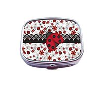 ScottGood Ladybug & Daisy Picture Pattern Custom Stainless Steel Pill Case Box for Medicine Organizer Holder