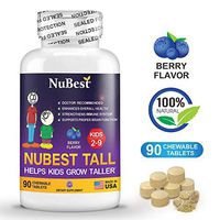 NuBest Tall Kids - Helps Kids Grow Taller from 2 to 9 Years Old with Multivitamins and Multi-Minerals - Berry Flavor - Doctor Recommended - 90 Chewable Tablets