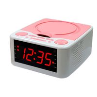 CD Player Alarm Clock Radio with USB Port Headphone Jack Aux Input, Remote Control Time Display with Backlight (Color : Pink)