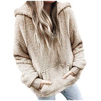 HIRIRI Winter Women’s Zipper Sweatshirt with Pockets Blouse Long Sleeve Fleece Quarter Zip Pullover Tops Khaki