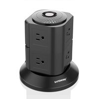 Power Strip Surge Protector 8 Multi Outlets with Overload Protection 3 Prong Plug Multiple Vertical Tower Charging Station with Copper Extension Cord for Home& Office & Workshop-Safemore-Black