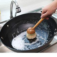 Quaanti Natural Cleaning Brush Kitchen Pot Pan Scrub Brush Non-Stick Skillet Brush Oil Dishwashing Cleaning Bowl Palm Brush (B/8.7X5.9in)