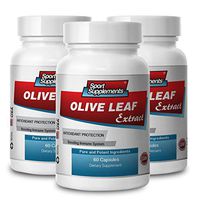 Olive Leaf Extract Powerful Antioxidant, Immune System Health 500mg (3 Bottles, 180 Capsules)