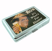 Dinner Beer R1 Hip Silver Cigarette Case Id Holder Metal Wallet 4" X 2.75" RFID Protection